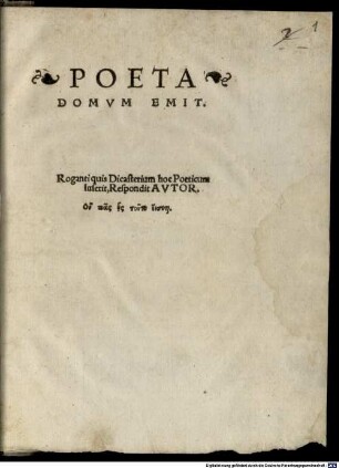 Poeta domum emit