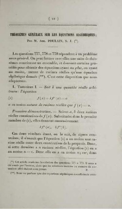 Théorèmes généraux sur les équations algébriques.