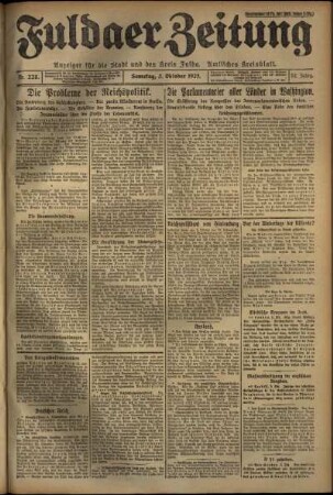 Ausgabe vom Samstag, den 03. Oktober 1925.