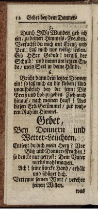 Gebet, Bey Donnern und Wetter-Leüchten.