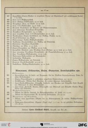 Miniaturen, Silhouetten, Dosen, Statuetten, Porträtsplastiken usw. (Nr. 491-530)