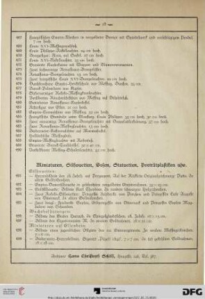 Miniaturen, Silhouetten, Dosen, Statuetten, Porträtsplastiken usw. (Nr. 491-530)