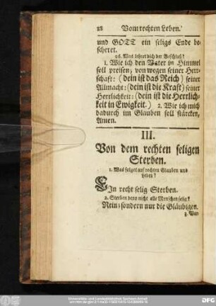 III. Von dem rechten seligen Sterben.