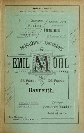 Adreß- und Geschäfts-Handbuch der kgl. bayer. Kreishauptstadt Bayreuth. 1895