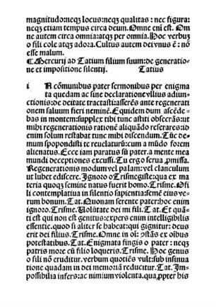 Mercurii ad Tatium filium suum: de generatione et impositione silentii