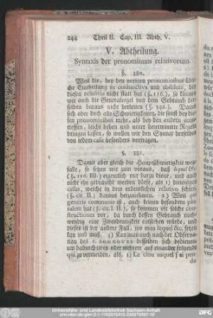 V. Abtheilung. Syntaxis der pronominum relativorum.