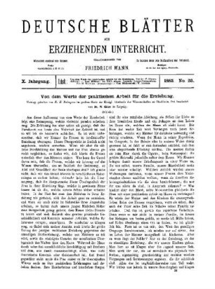 Von dem Werte der praktischen Arbeit für die Erziehung : (Schluss)