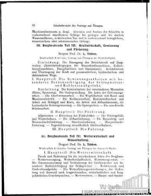 51. Bergbaukunde Teil IV: Wetterwirtschaft u. Wasserhaltung