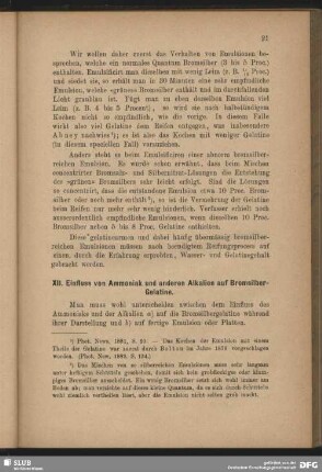 XII. Einfluss von Ammoniak und anderen Alkalien auf Bromsilber-Gelatine