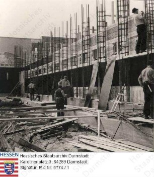 Darmstadt, Staatsbauschule und Ingenieurschule - Neubaustelle - Bild 1 bis 3: Bewehrung der Außenwände
