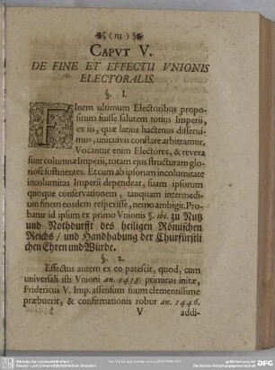 Caput V. De Fine Et Effectu Unionis Electoralis