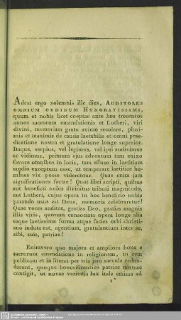Oratio saecularis in solemnibus per Martinum Lutherum emendatorum ante annos CCC. sacrorum habita