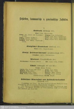 Behördenverzeichnis : Behörden, kommunliche u. gemeinnützige Anstalten