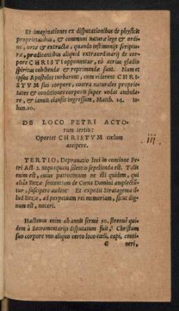 De Loco Petri Actorum tertio: Oportet Christum coelum accipere.