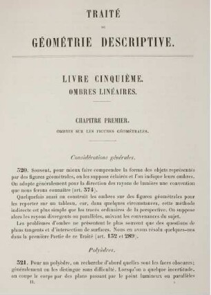Livre V. Ombres Linéaires.