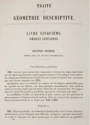 Livre V. Ombres Linéaires.