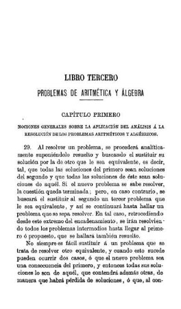 Libro Tercero. Problemas de Aritmética y Álgebra.