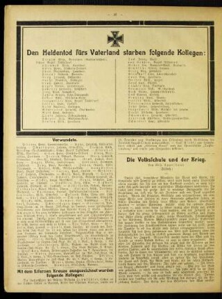 ¬Die¬ Volksschule und der Krieg : (Schluß)