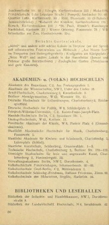 Bibliotheken und Lesehallen