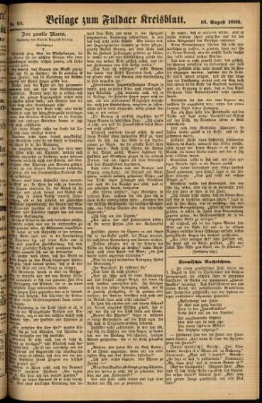 Zweite Ausgabe vom Samstag, den 13. August 1892.