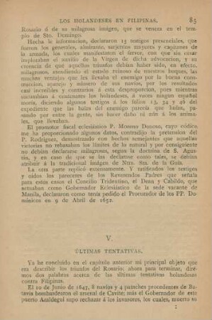 V. Últimas tentativas