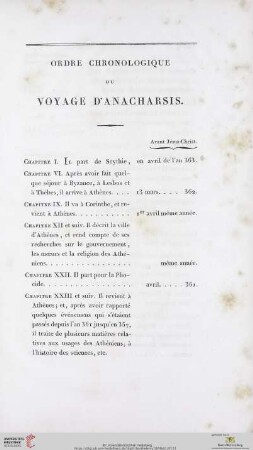 Ordre chronologique du voyage d'anacharsis