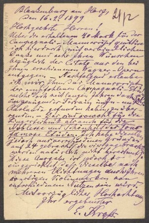 Brief an B. Schott's Söhne : 16.02.1899