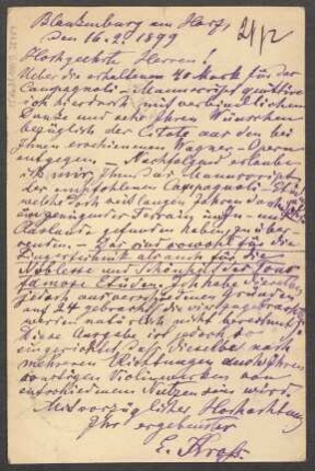 Brief an B. Schott's Söhne : 16.02.1899