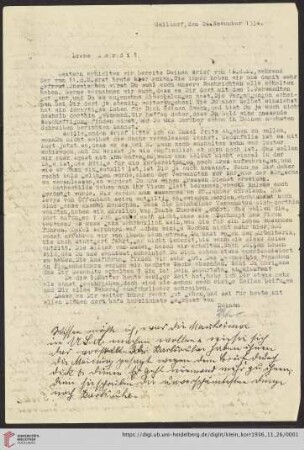Korrespondenz von Alice und Ludwig Klein: Brief von Alice Klein und Ludwig Klein an Irmgard Klein