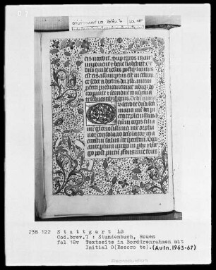 Lateinisch-französisches Stundenbuch (Livre d'heures) — Initiale O(bsecro te) und Dreiviertelbordüre, Folio 18verso