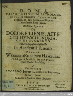 14: De Dolore Lienis, Affectu Hypochondriaco Et Scorbuto