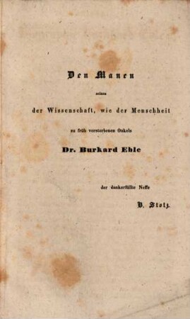 Medizinische Biographie Burkhard Eble's : nebst einer Beurtheilung seiner Schriften