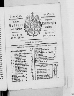 8tes Stück, Ausgabe vom 22. Februar 1797