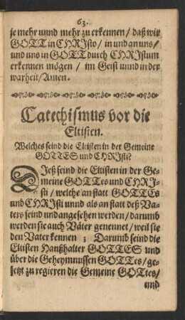 Catechismus vor die Eltisten.