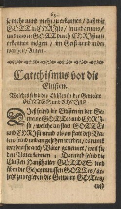 Catechismus vor die Eltisten.