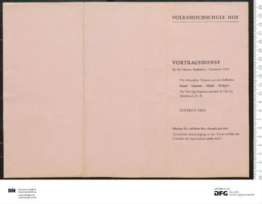 Beilage zum Programm Jahr 1957/1958