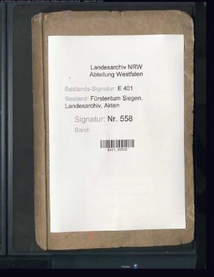 Angelegenheiten der Domänen- und Kammerverwaltung des reformierten Landesteils Nassau-Siegens