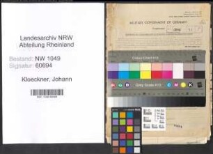 Entnazifizierung Johann Kloeckner , geb. 03.03.1891 (Vermessungsrat)