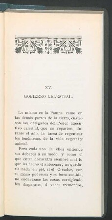 XV. Gobierno celestial