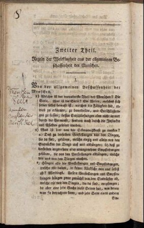 I. Von der allgemeinen Beschaffenheit der Menschen.