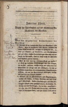 I. Von der allgemeinen Beschaffenheit der Menschen.