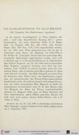 Das Nachlass-Inventar von Elias Meganck