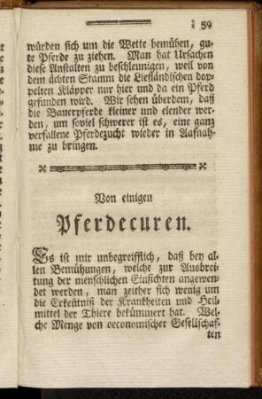 Von einigen Pferdecuren.