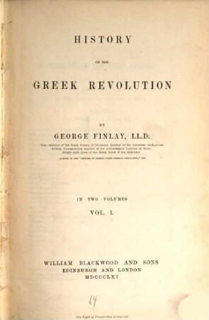 History of the Greek Revolution : in two Volumes. 1