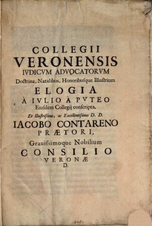 Collegii Veronensis Iudicum doctrina illustrium Elogia