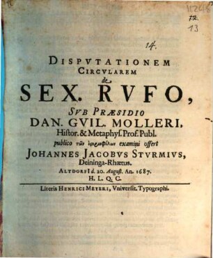 Disputationem circularem de Sex. Rufo