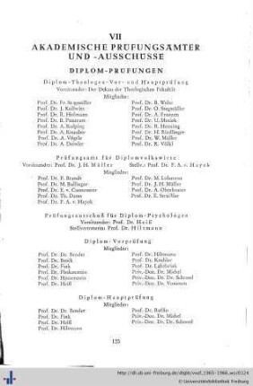 VII. Akademische Prüfungsämter- und -ausschüsse: Diplomprüfungen