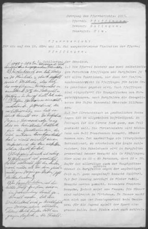 Pfeffingen-Burgfelden mit Margrethausen und Wannental: Pfarrbericht 1927
