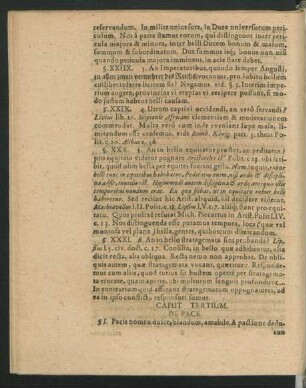 Caput Tertium. De Pace.
