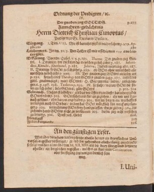 An den günstigen Leser